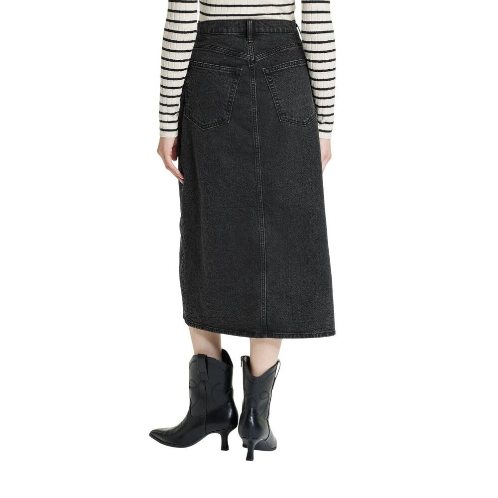 NWT Universal Thread Women's Size 16 Black A-line Midi Denim High Rise Skirt - Picture 2 of 13